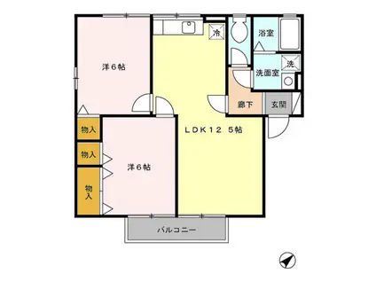 シャンエピナール(2LDK/2階)の間取り写真