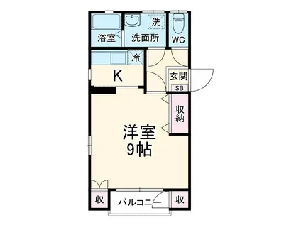 オーベルジュ(1K/2階)の間取り写真