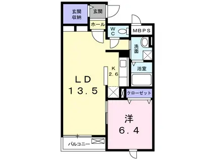 アルベロソット(1LDK/2階)の間取り写真