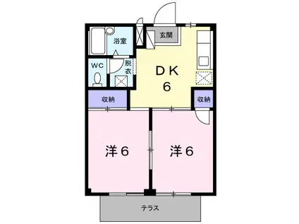 キャピタル涼松(2DK/1階)の間取り写真