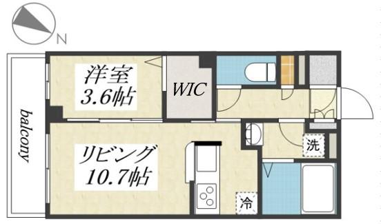 ウイングガーデンA棟(1LDK/3階)の間取り写真