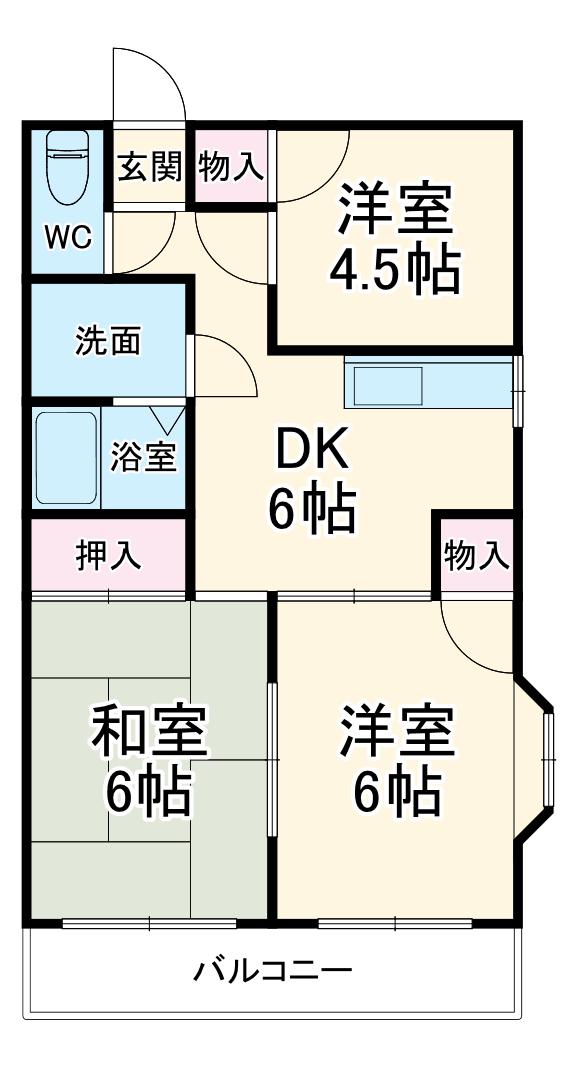 メゾン大原(3DK/2階)の間取り写真