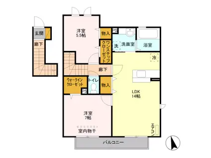 メゾンエスポワール Ⅴ(2LDK/2階)の間取り写真