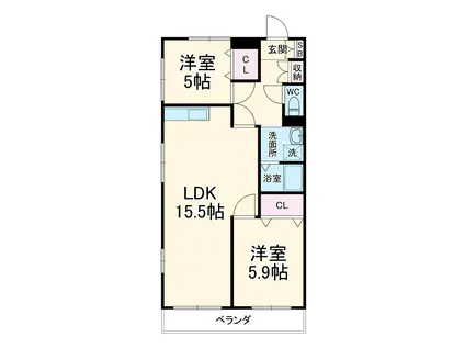 チクマハイツ(2LDK/1階)の間取り写真