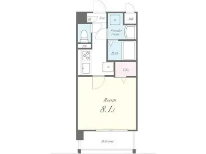 レフレール(1K/4階)の間取り写真