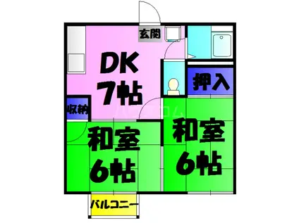 タウニー浜野A(2DK/1階)の間取り写真