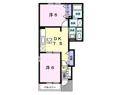 アイオーラⅢ(2DK/1階)の間取り写真