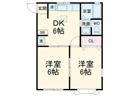 ソレイユ壱番館(2DK/2階)の間取り写真