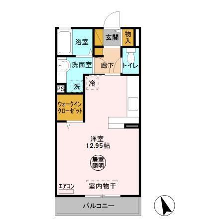 オーテファール(ワンルーム/2階)の間取り写真