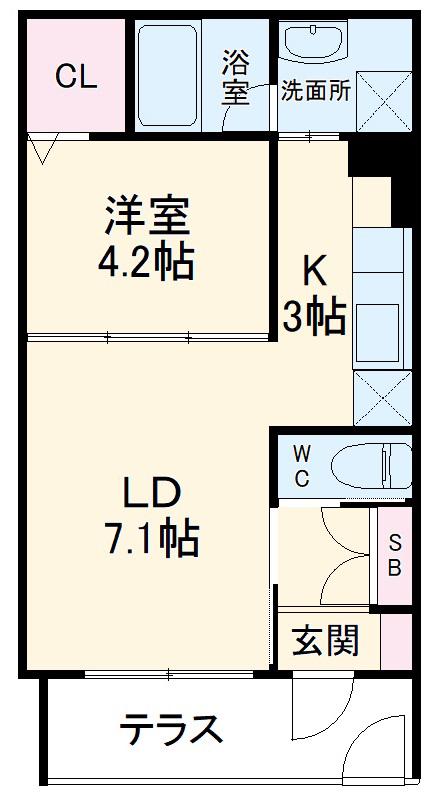 AKⅡ八芳(1LDK/1階)の間取り写真