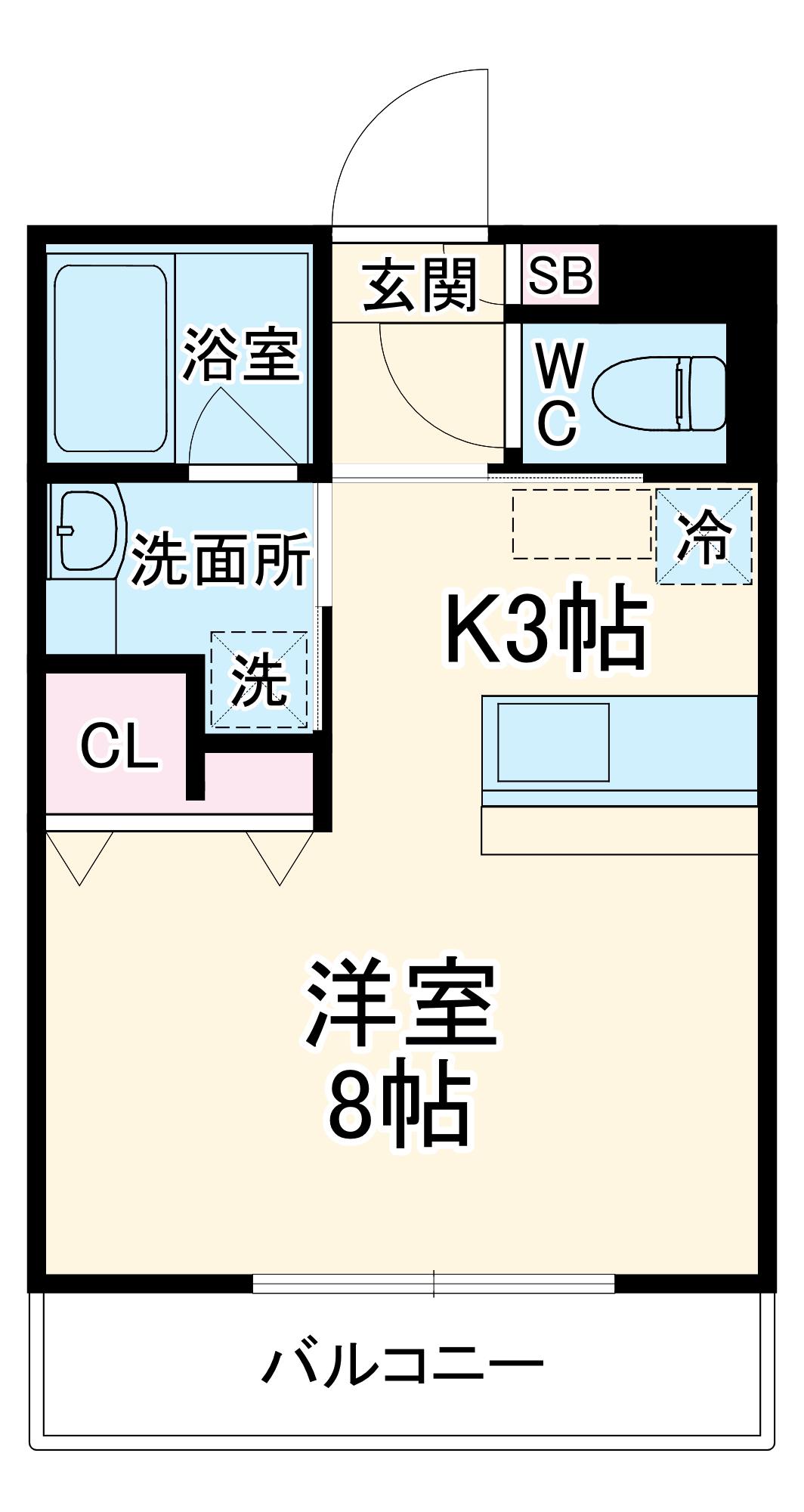 AKⅡ八芳(1K/3階)の間取り写真