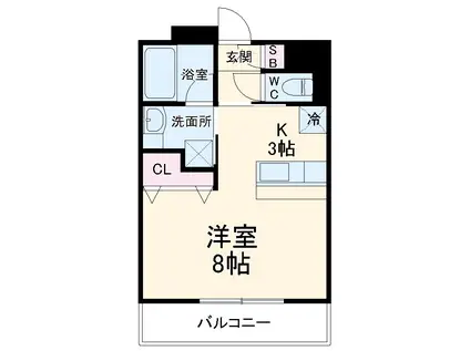 AKⅡ八芳(ワンルーム/4階)の間取り写真