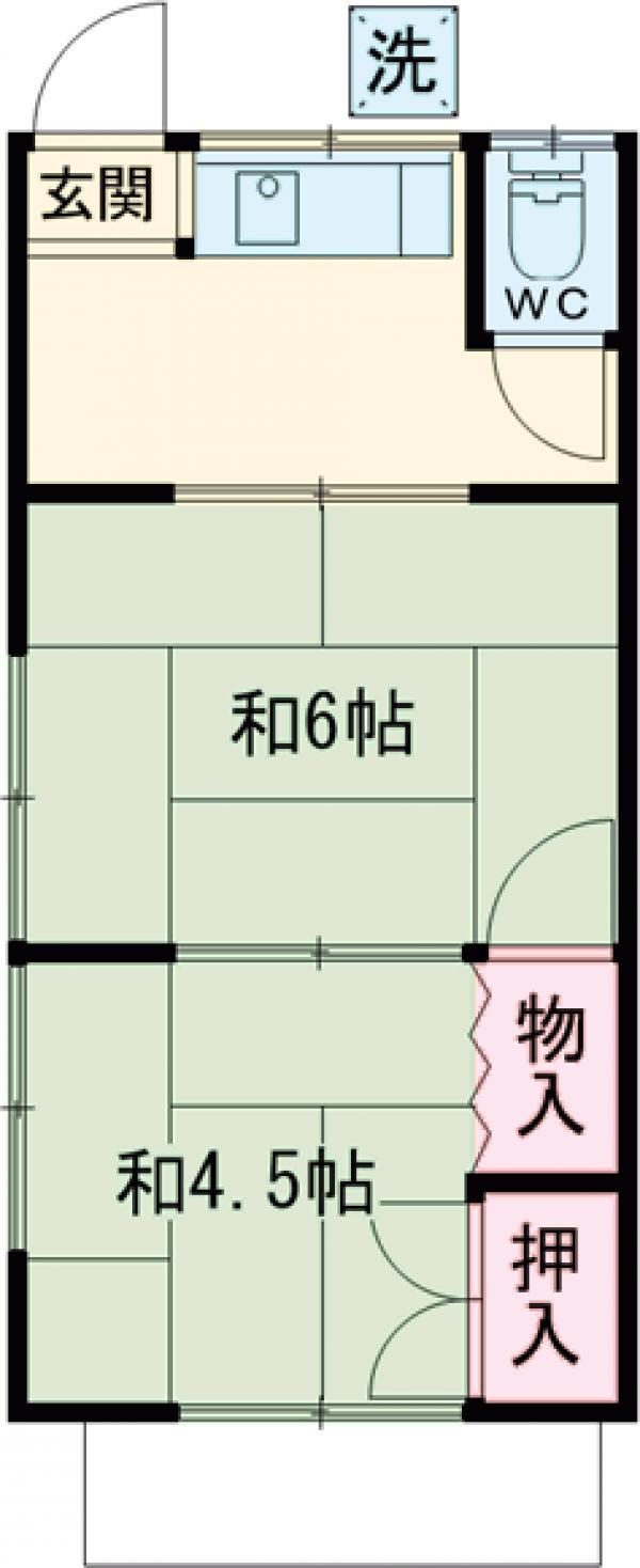 浅子荘(2K/1階)の間取り写真