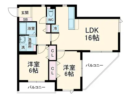 ホワイトアーミン湘南(2LDK/2階)の間取り写真