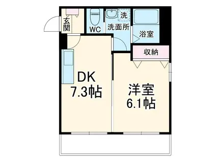 ガーデンコート船橋(1DK/2階)の間取り写真