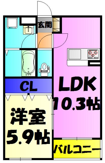 リブリ・八木Ⅱ(1LDK/2階)の間取り写真