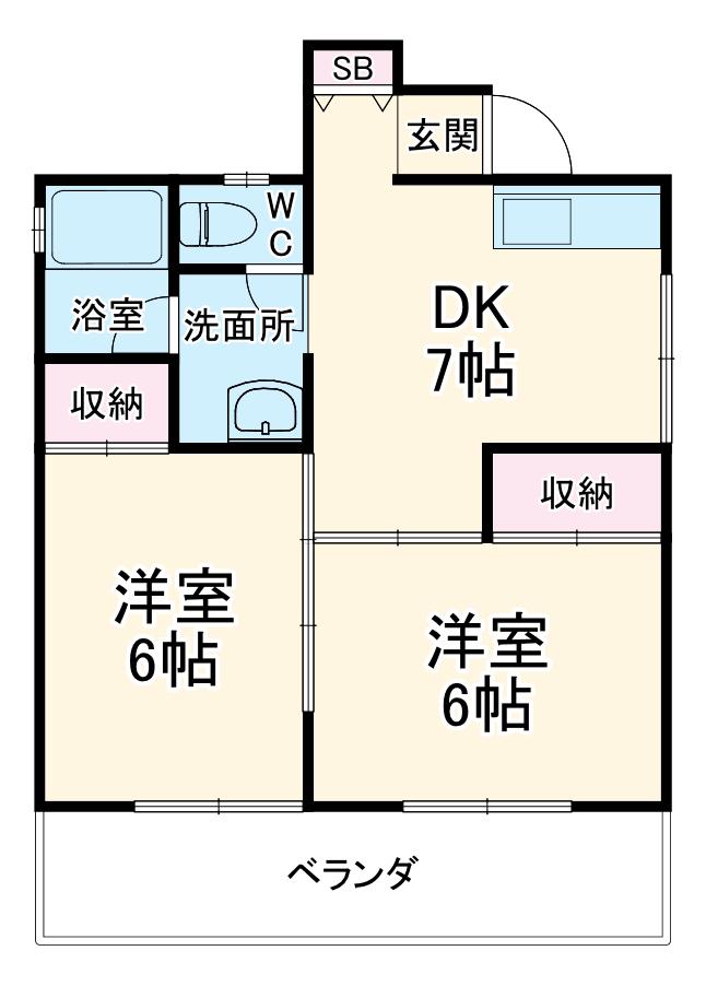 コーポ南(2DK/3階)の間取り写真