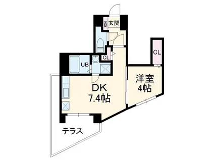 クレイドル千葉(1DK/1階)の間取り写真