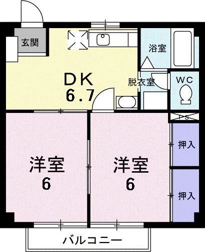 プラネットハウス(2DK/2階)の間取り写真
