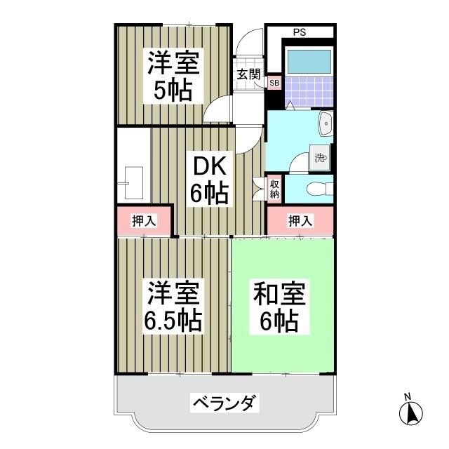 パークタウン鶴ヶ島(3DK/4階)の間取り写真