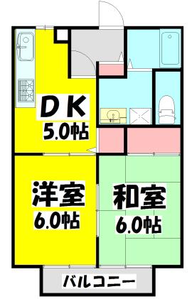 フレンズハイツ(2DK/1階)の間取り写真