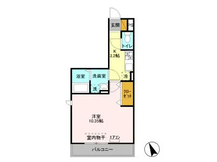 スカイフラット(1K/2階)の間取り写真