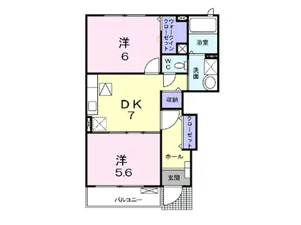 コメッソⅠ(2DK/1階)の間取り写真