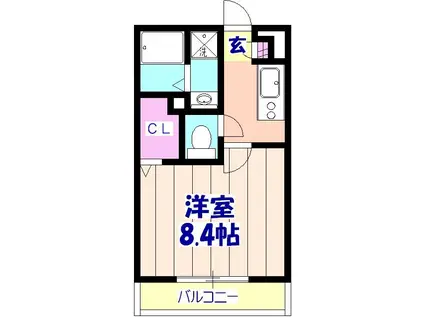 リブリM&M(1K/2階)の間取り写真