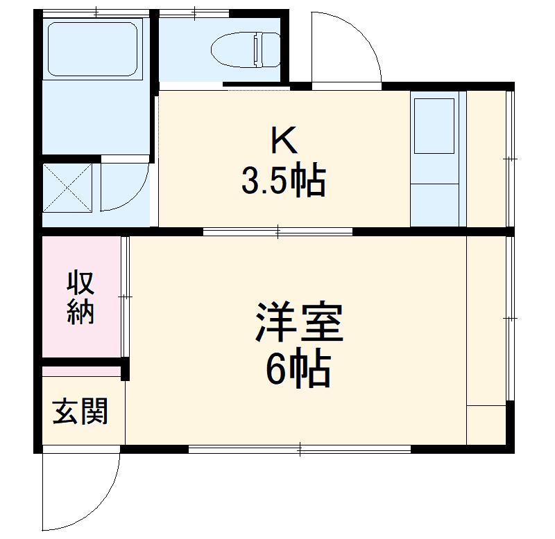 小田急電鉄江ノ島線 藤沢駅 徒歩16分 2階建 築51年(1K/2階)の間取り写真