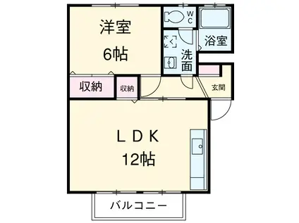 サニーサイド21(1LDK/2階)の間取り写真