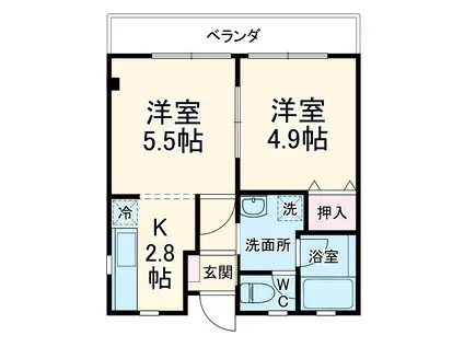 ヴィラパティオ(1LDK/1階)の間取り写真