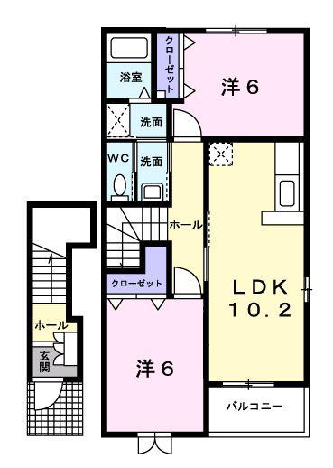 エクセランフルールⅡ(2LDK/2階)の間取り写真