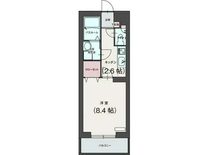 グランフィーユ(1K/4階)の間取り写真