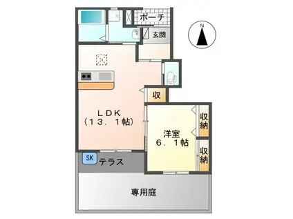 アーヴォリ(1LDK/2階)の間取り写真