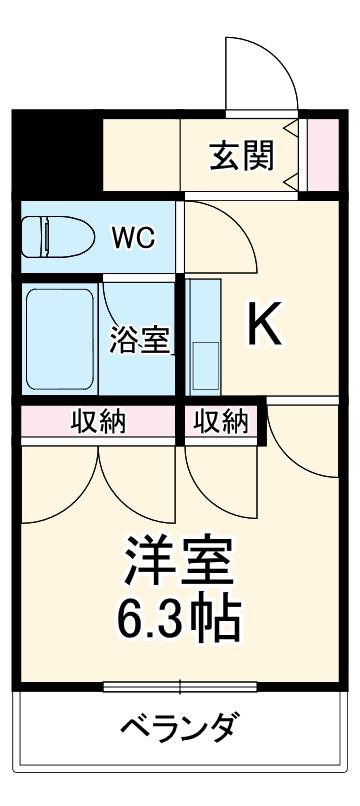 パルフェ城南ビル(1K/1階)の間取り写真