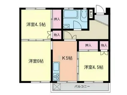 厚木サンコーポ(3K/2階)の間取り写真