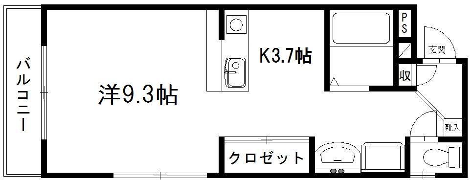 D.S.L蜆塚(1K/1階)の間取り写真