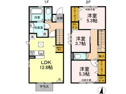 鎌倉高野テラスハウス(3LDK)の間取り写真