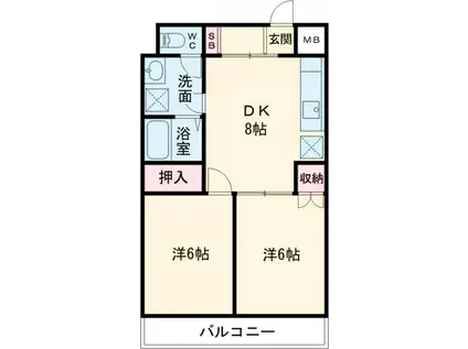 メセナ緑岡(2DK/3階)の間取り写真