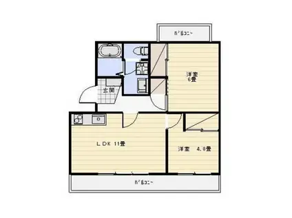 ラフォーレ向平(2LDK/3階)の間取り写真