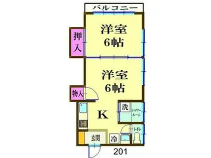ナリトモ大巌寺A(2K/2階)の間取り写真
