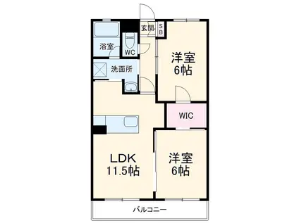 シャルム・ドミール(2LDK/3階)の間取り写真