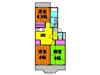 クレスト松原(3DK/2階)の間取り写真