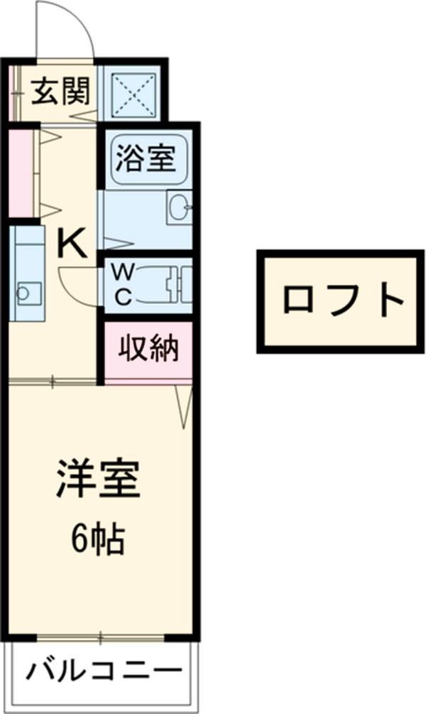 フロンティアⅢ D棟(1K/2階)の間取り写真