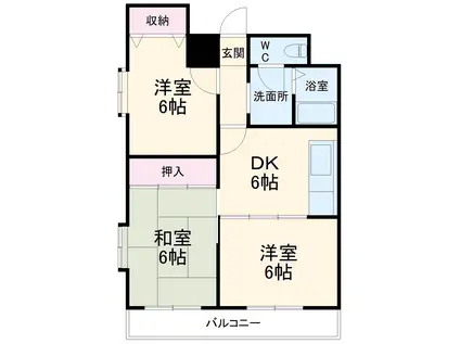 ラ・グラントゥース(3DK/4階)の間取り写真