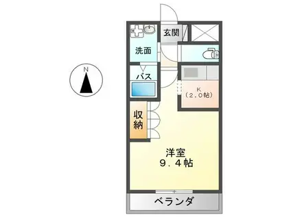 サンクチュアリ Ⅰ(1K/2階)の間取り写真