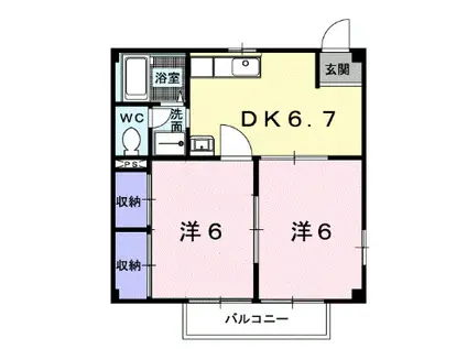 グリーンヒルズA(2DK/1階)の間取り写真