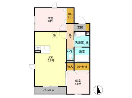 メゾンドール(2LDK/3階)の間取り写真