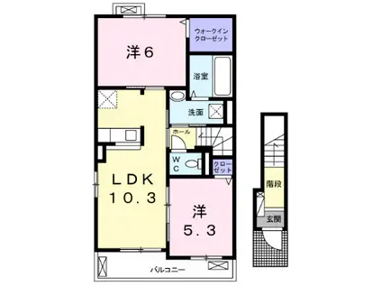 ファミーユⅢ(2LDK/2階)の間取り写真