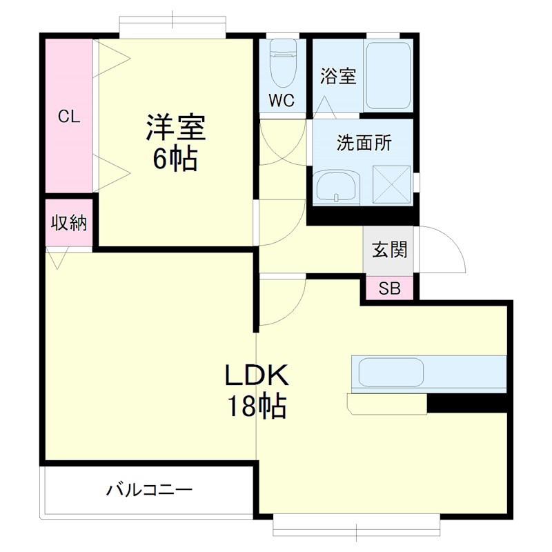 ハミング1(1LDK/1階)の間取り写真